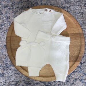 Carter’s - Classic Cream Knit Baby Set with Bear-Ear Hat